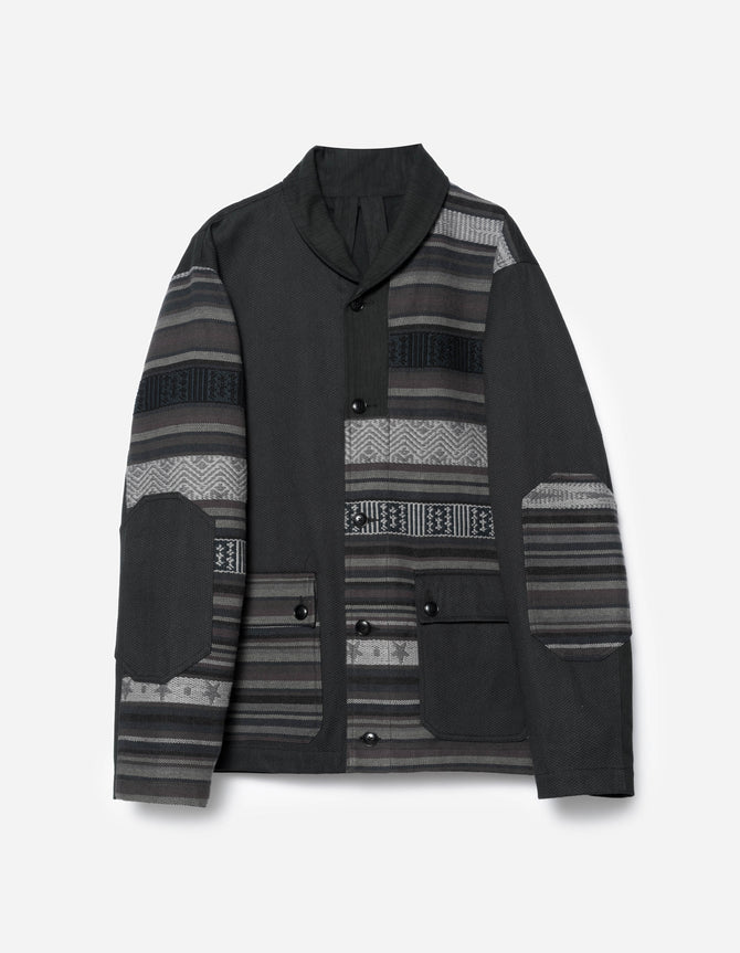 7142 Upcycled Shawl Chore Jacket Black