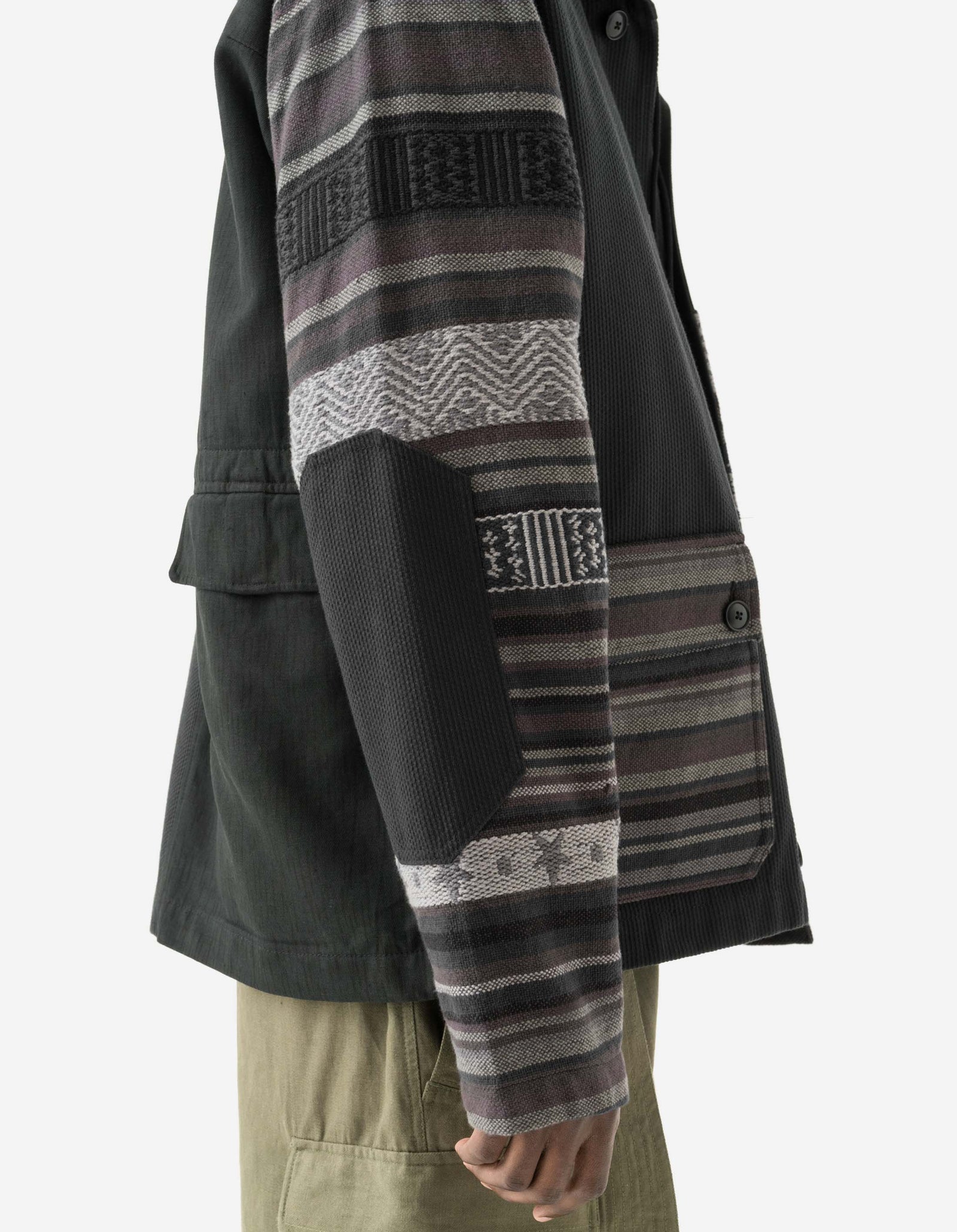 7142 Upcycled Shawl Chore Jacket Black