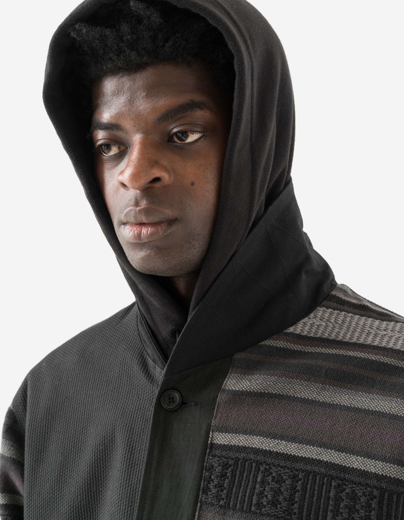 7142 Upcycled Shawl Chore Jacket Black