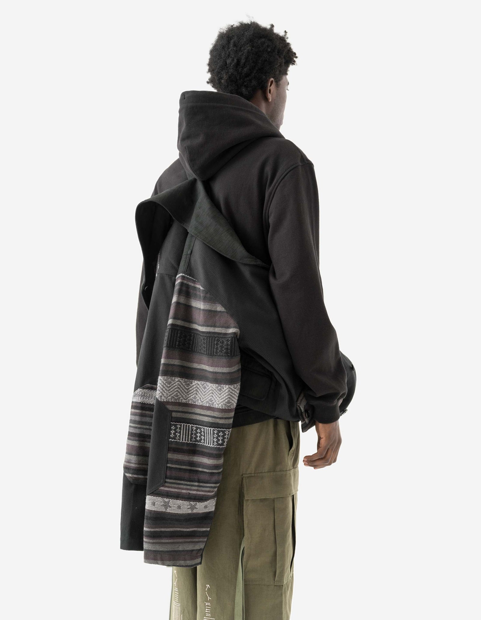 7142 Upcycled Shawl Chore Jacket Black