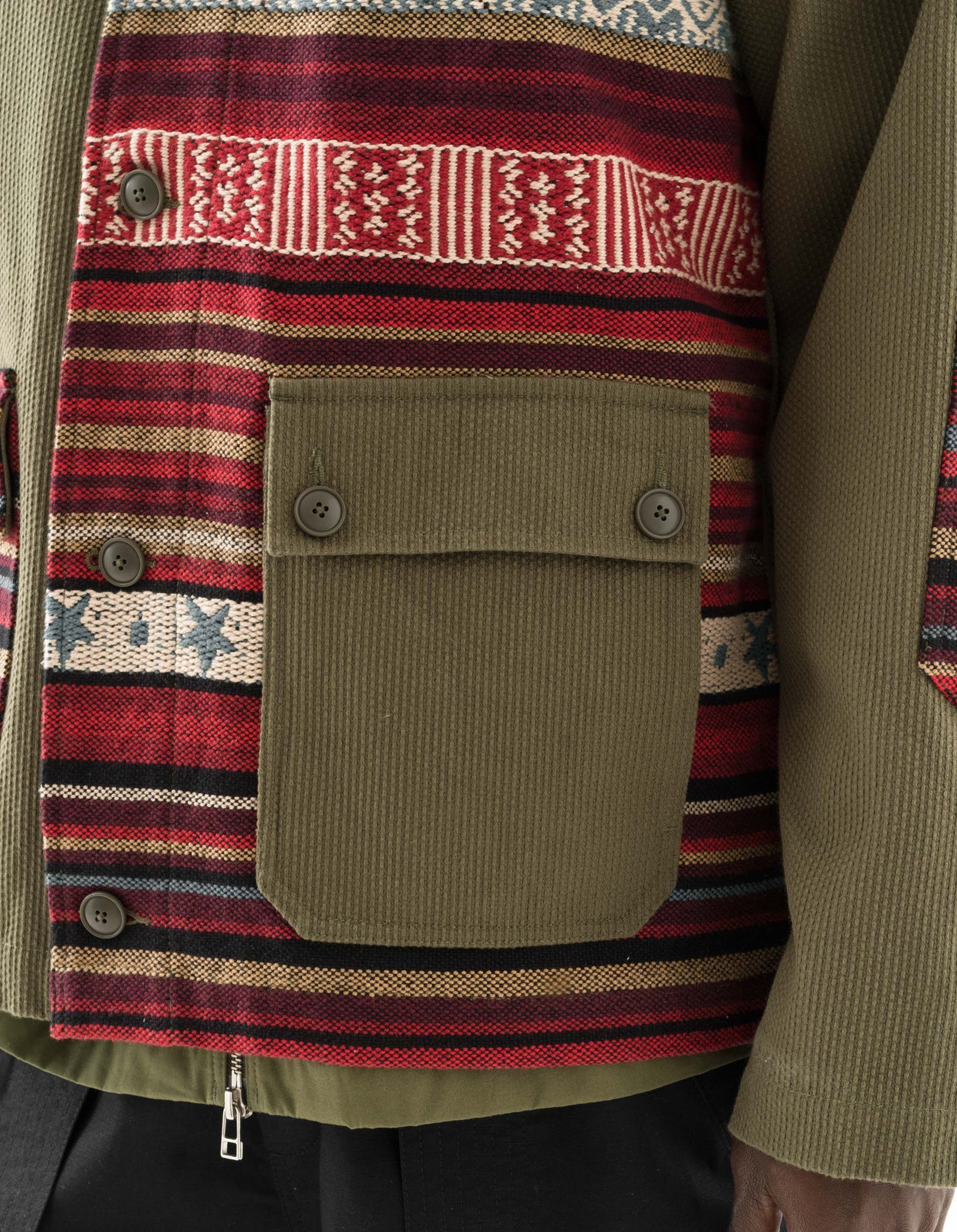 7142 Upcycled Shawl Chore Jacket Red