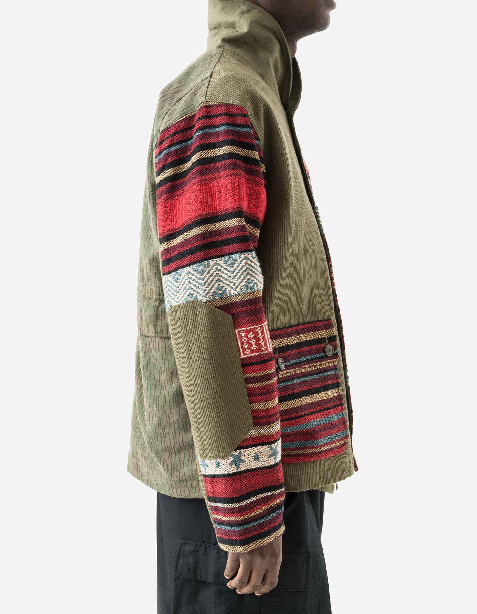 7142 Upcycled Shawl Chore Jacket Red