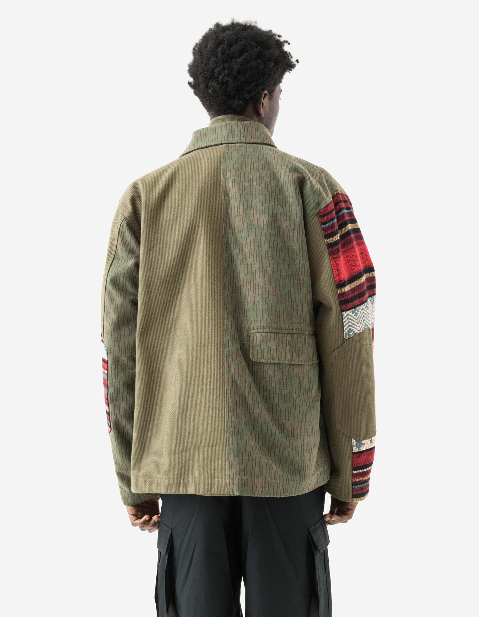 7142 Upcycled Shawl Chore Jacket Red