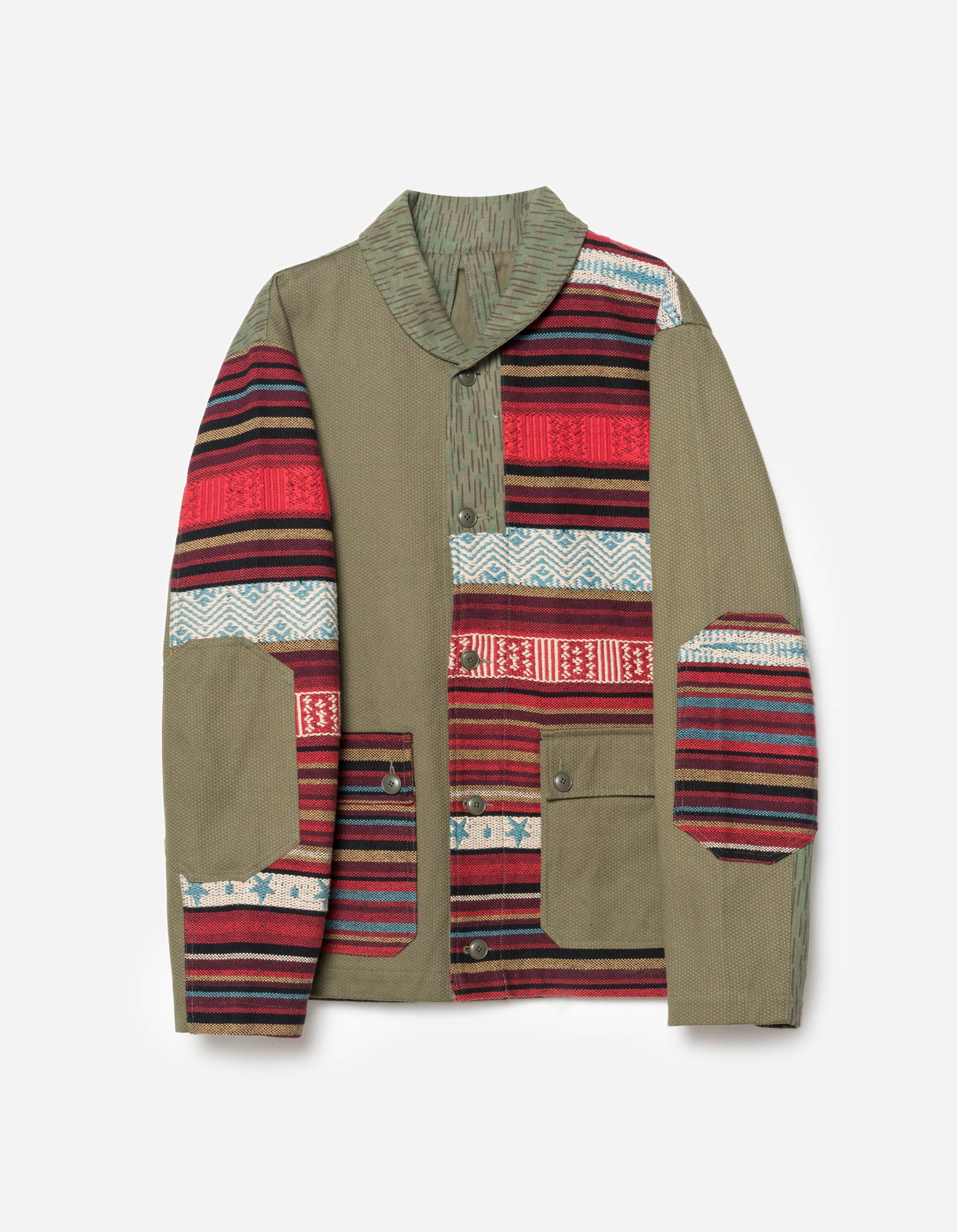 7142 Upcycled Shawl Chore Jacket Red