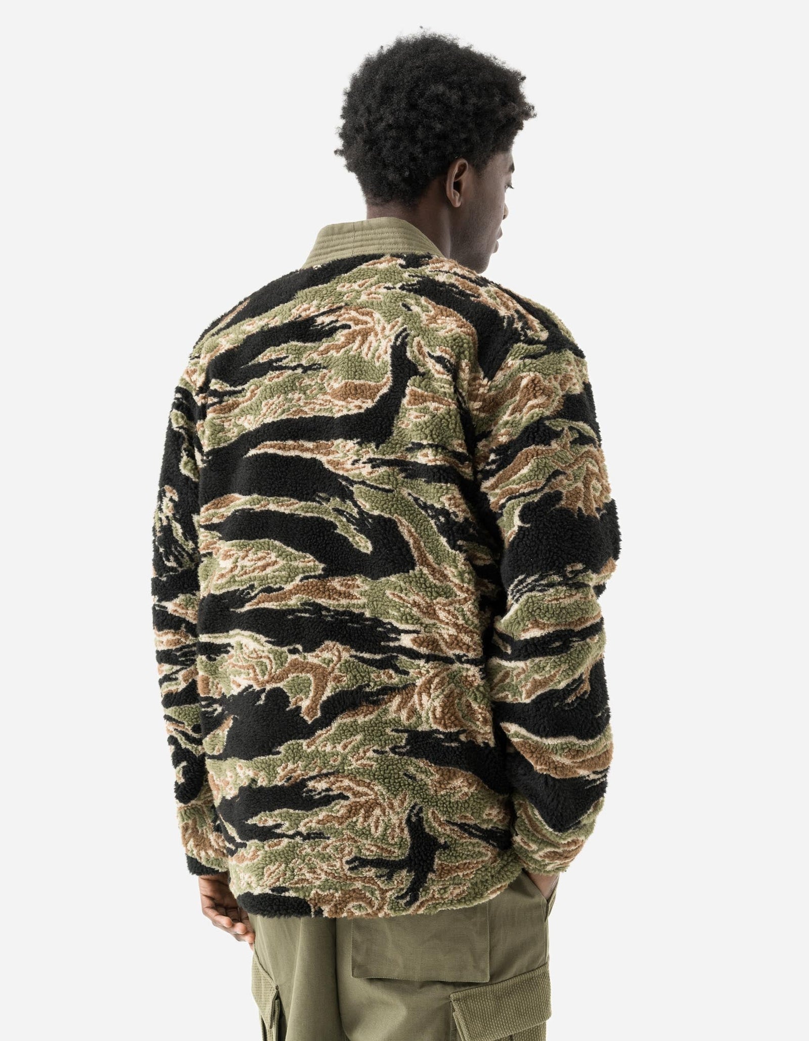 7144 Bonsai Tigerstripe Fleece Kimono Mint Gold