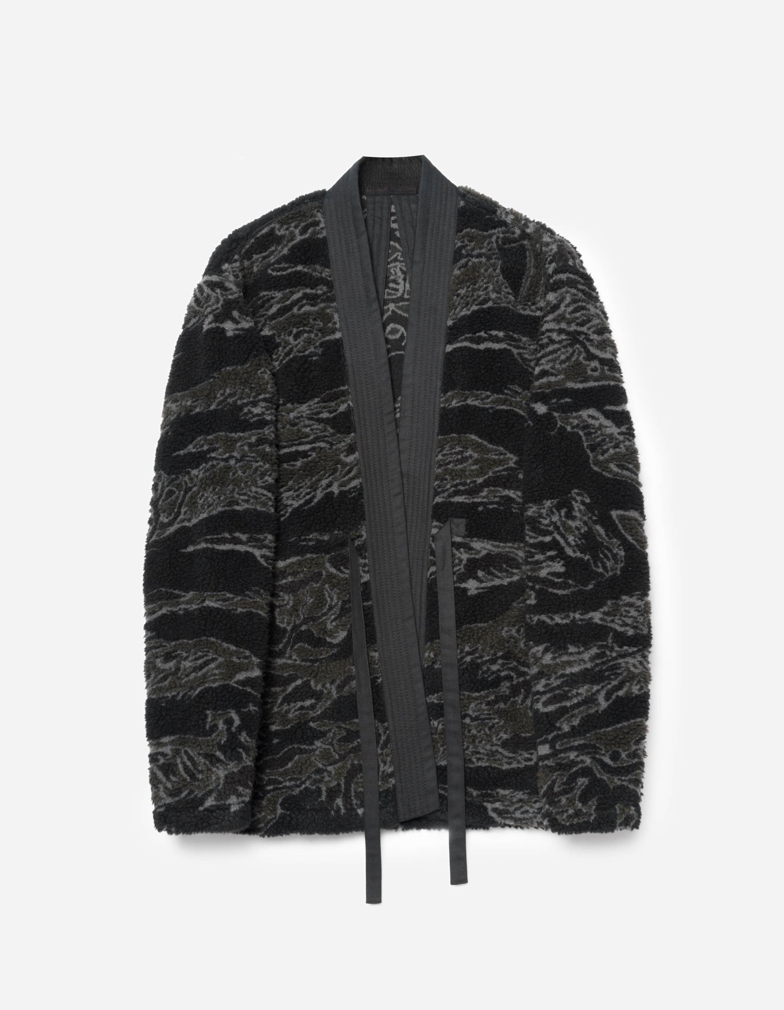 7144 Bonsai Tigerstripe Fleece Kimono Subdued Night