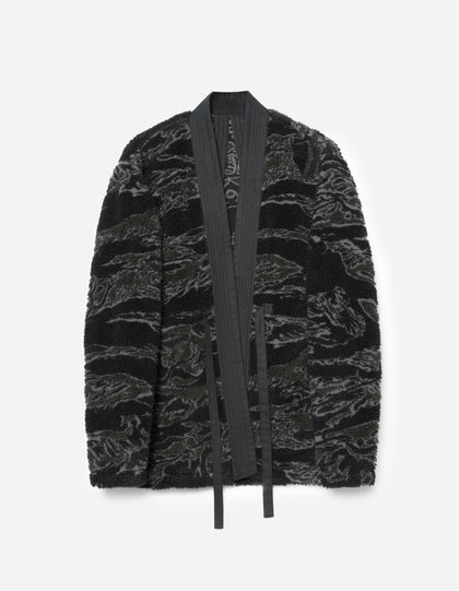 7144 Bonsai Tigerstripe Fleece Kimono Subdued Night