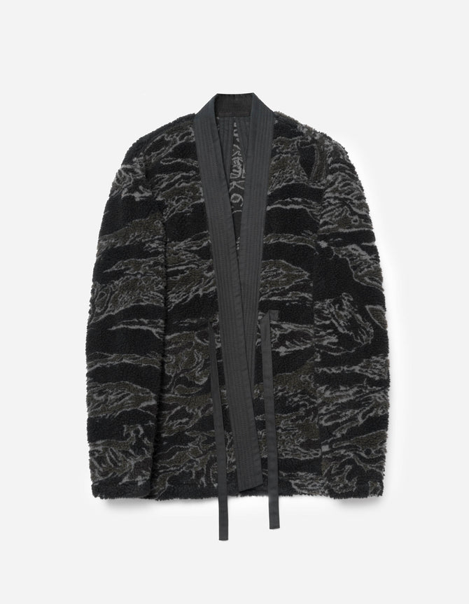 7144 Bonsai Tigerstripe Fleece Kimono Subdued Night
