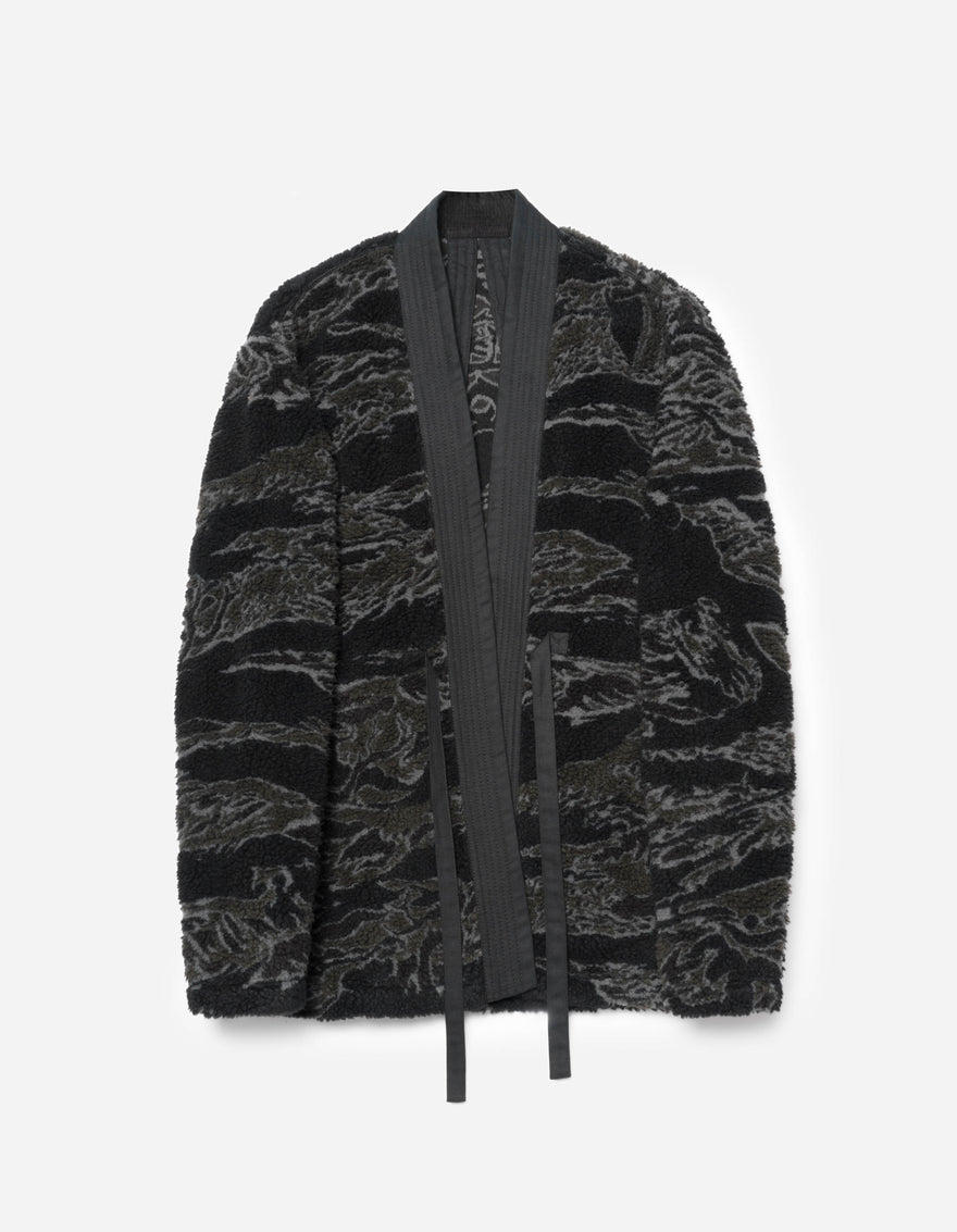 7144 Bonsai Tigerstripe Fleece Kimono Subdued Night