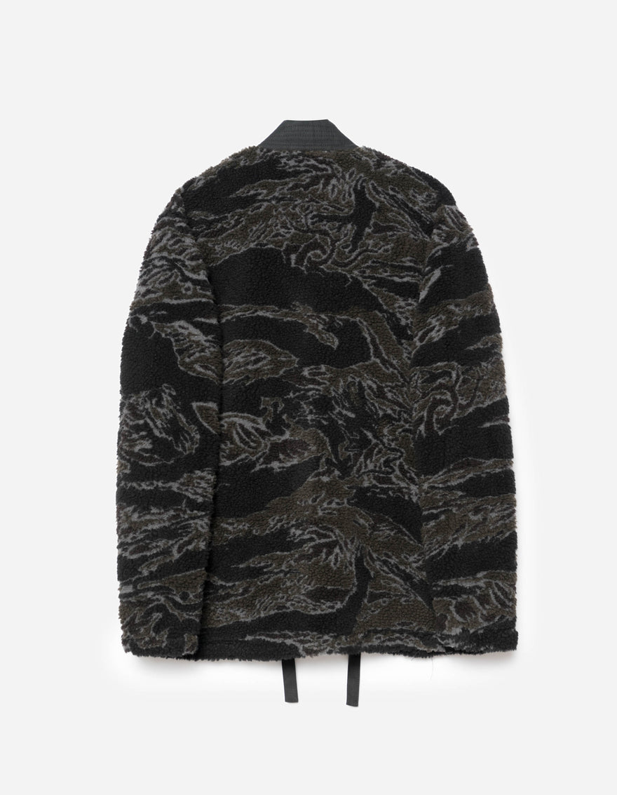 7144 Bonsai Tigerstripe Fleece Kimono Subdued Night