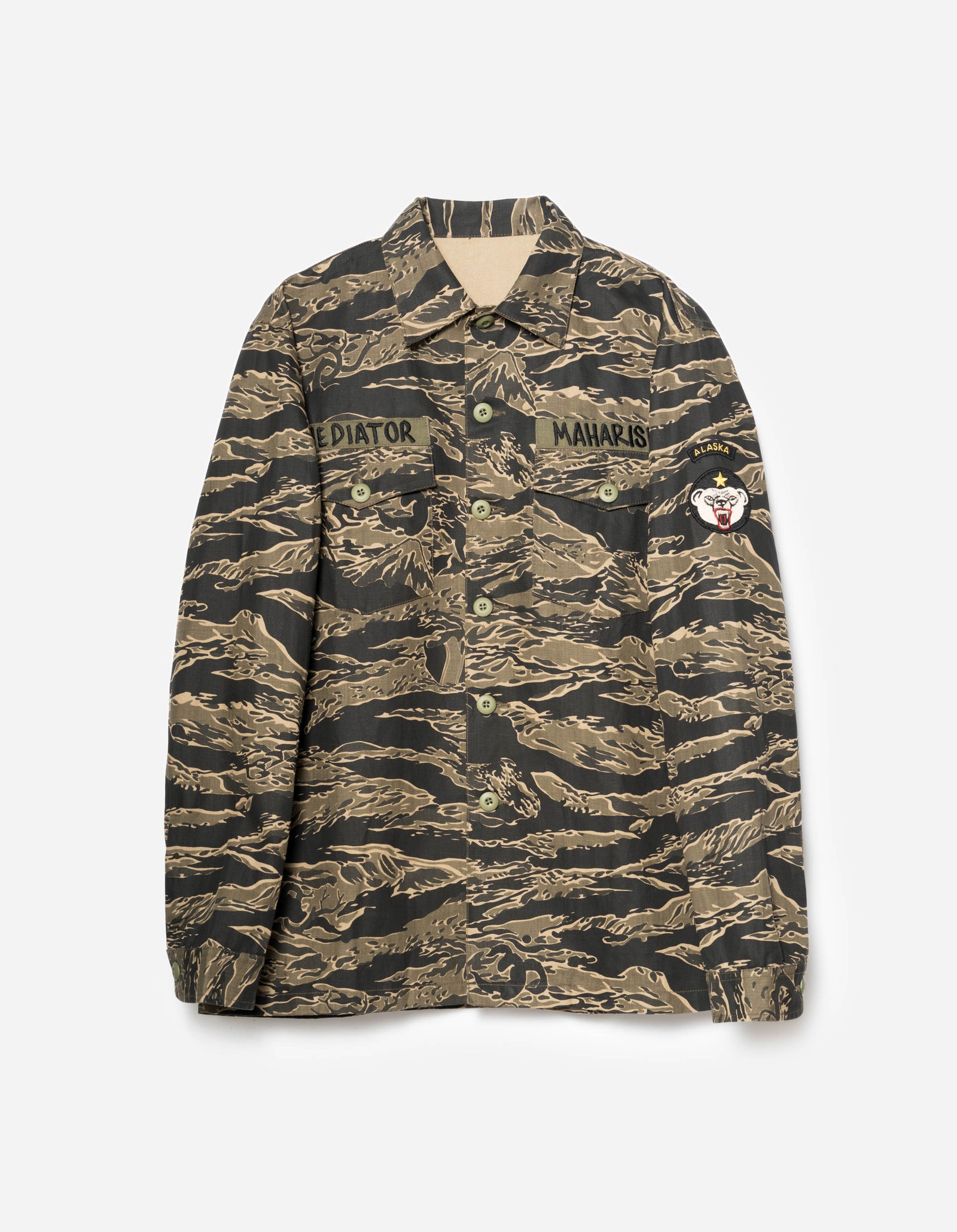 7147 Bonsai Tigerstripe L/S Utility Shirt Mint Gold