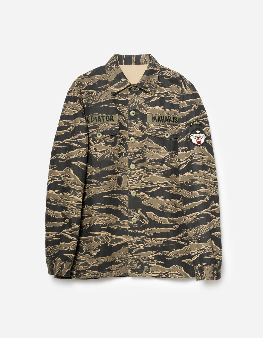 7147 Bonsai Tigerstripe L/S Utility Shirt Mint Gold