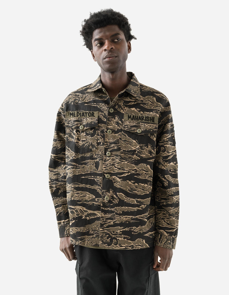7147 Bonsai Tigerstripe L/S Utility Shirt Mint Gold