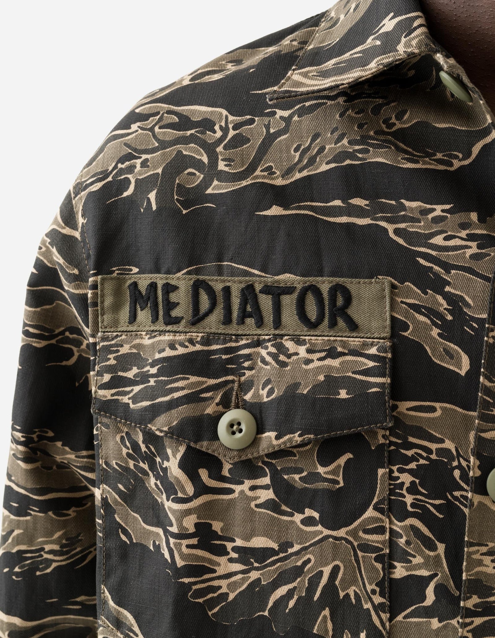 7147 Bonsai Tigerstripe L/S Utility Shirt Mint Gold