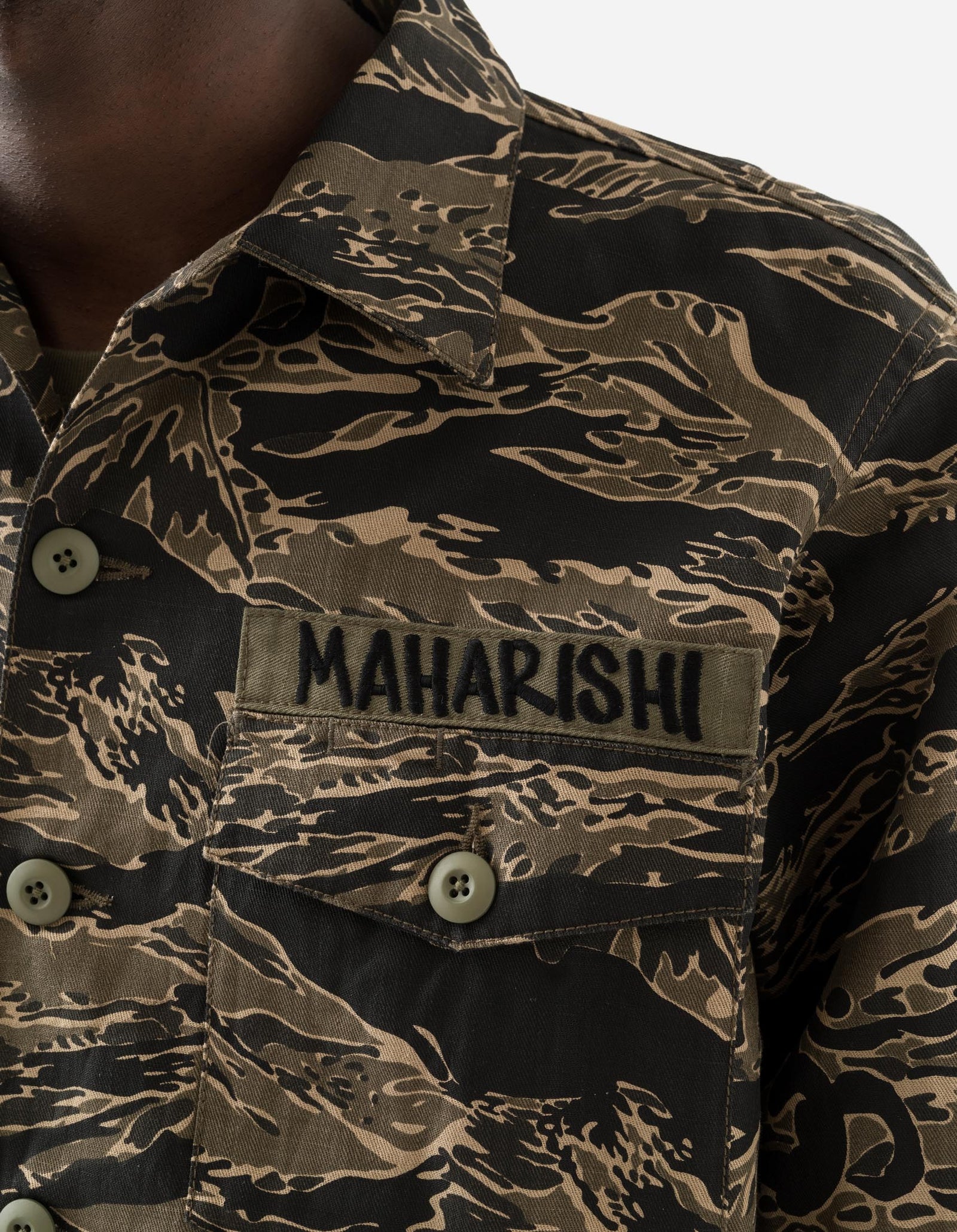 7147 Bonsai Tigerstripe L/S Utility Shirt Mint Gold