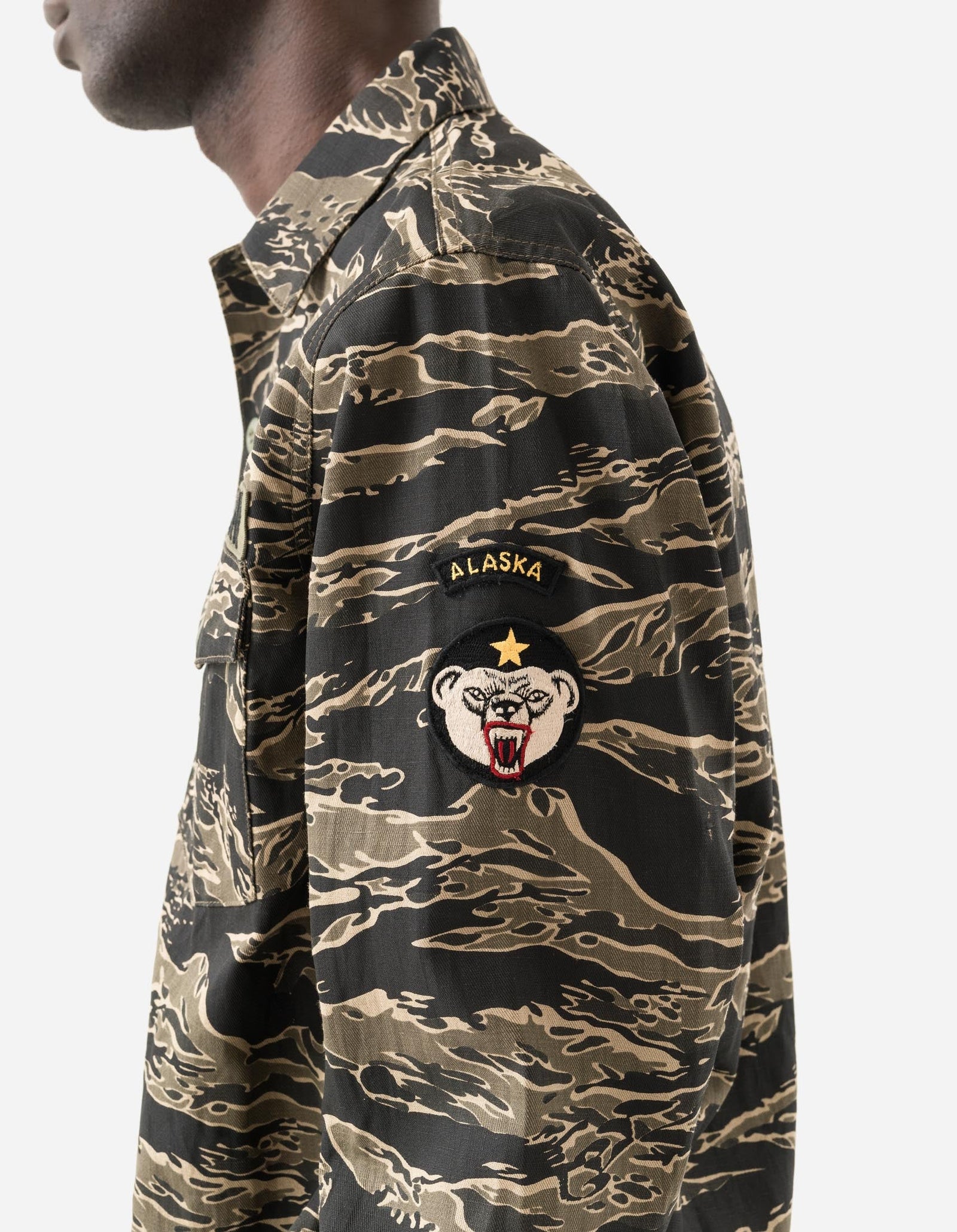 7147 Bonsai Tigerstripe L/S Utility Shirt Mint Gold