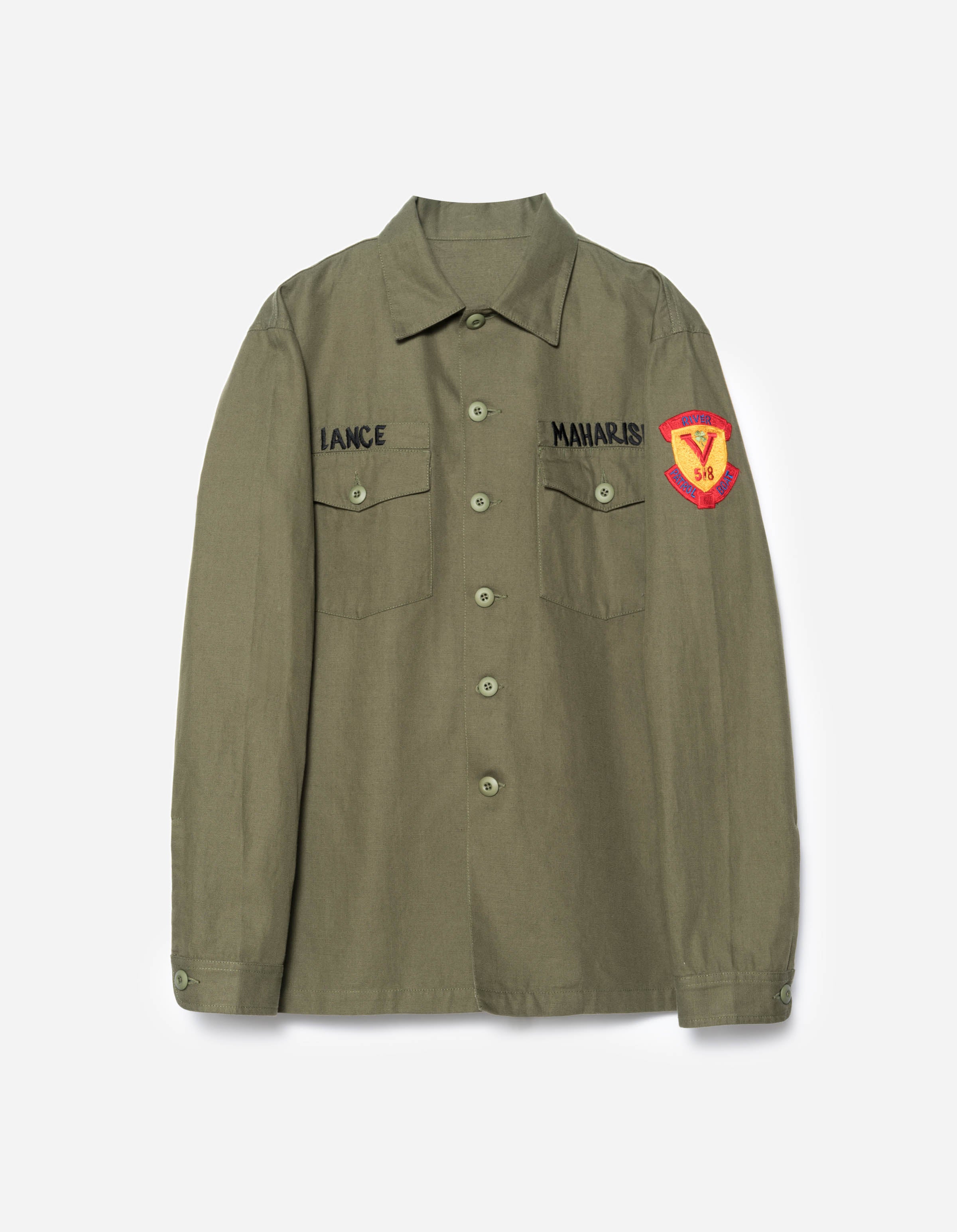 7149 Riverine L/S Embroidered Utility Shirt Olive – Maharishi