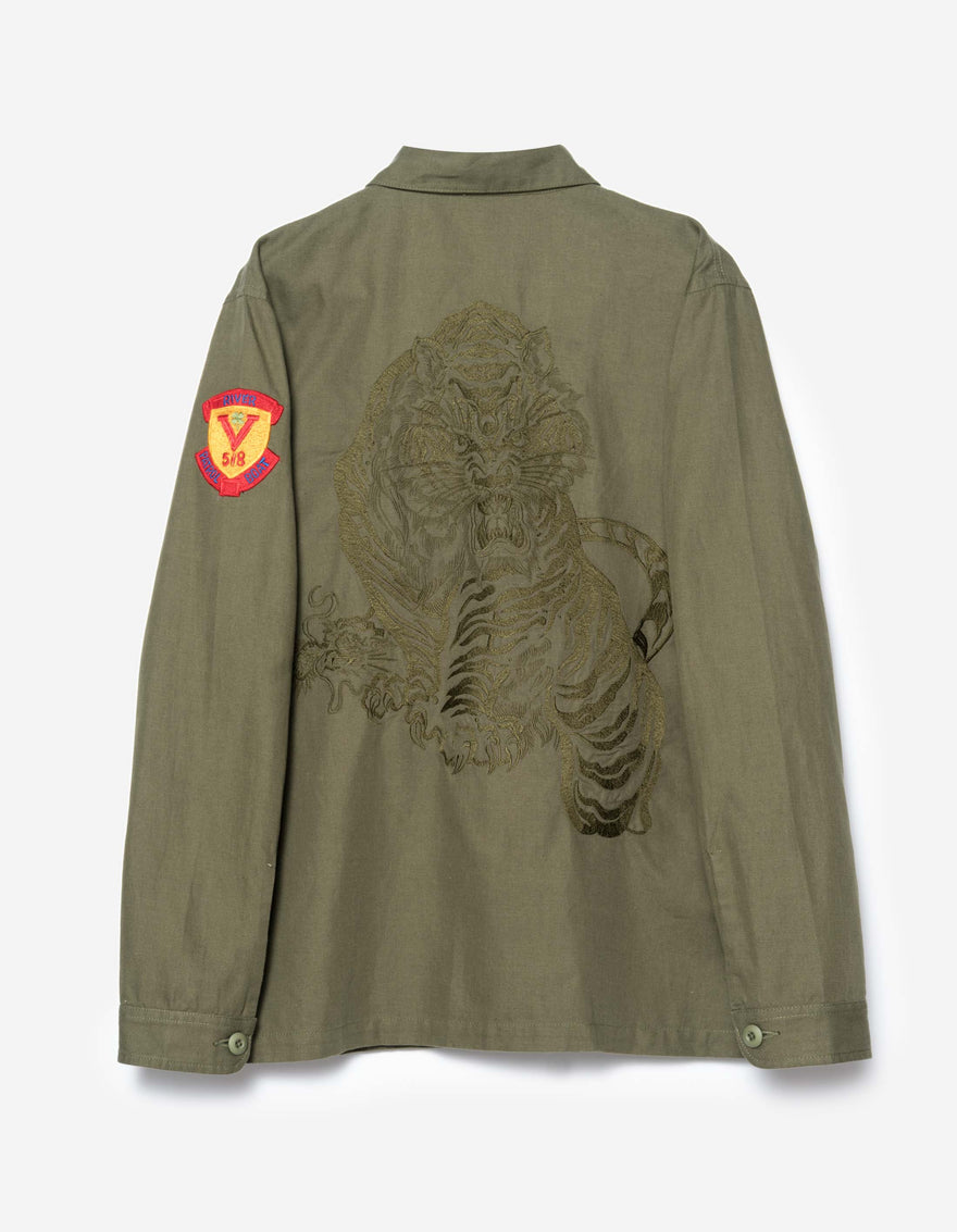 7149 Riverine L/S Embroidered Utility Shirt Olive