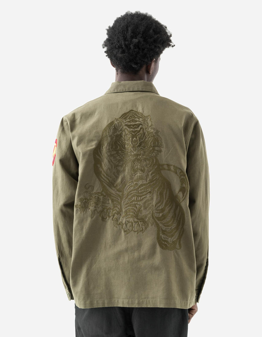 7149 Riverine L/S Embroidered Utility Shirt Olive
