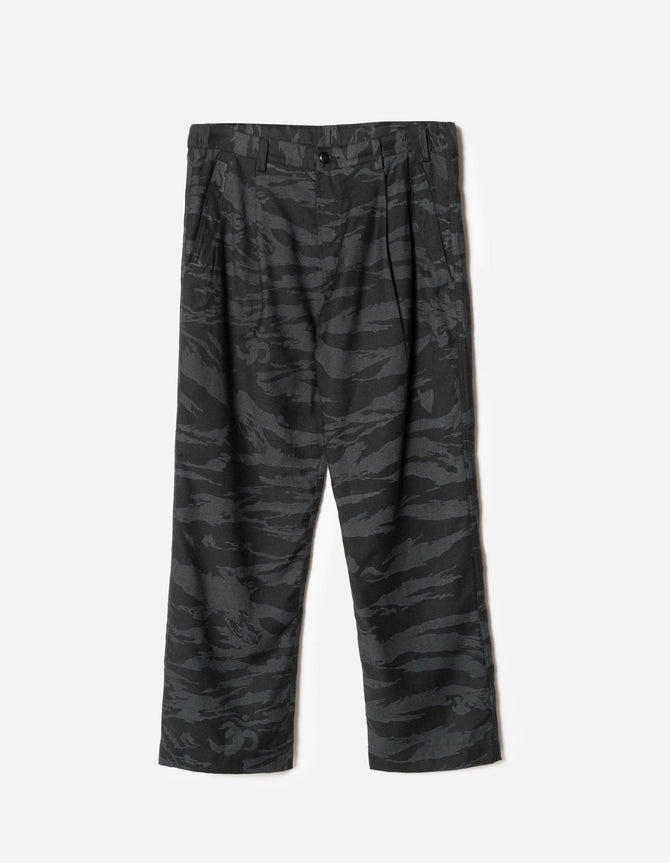 Black camouflage pants on a white background