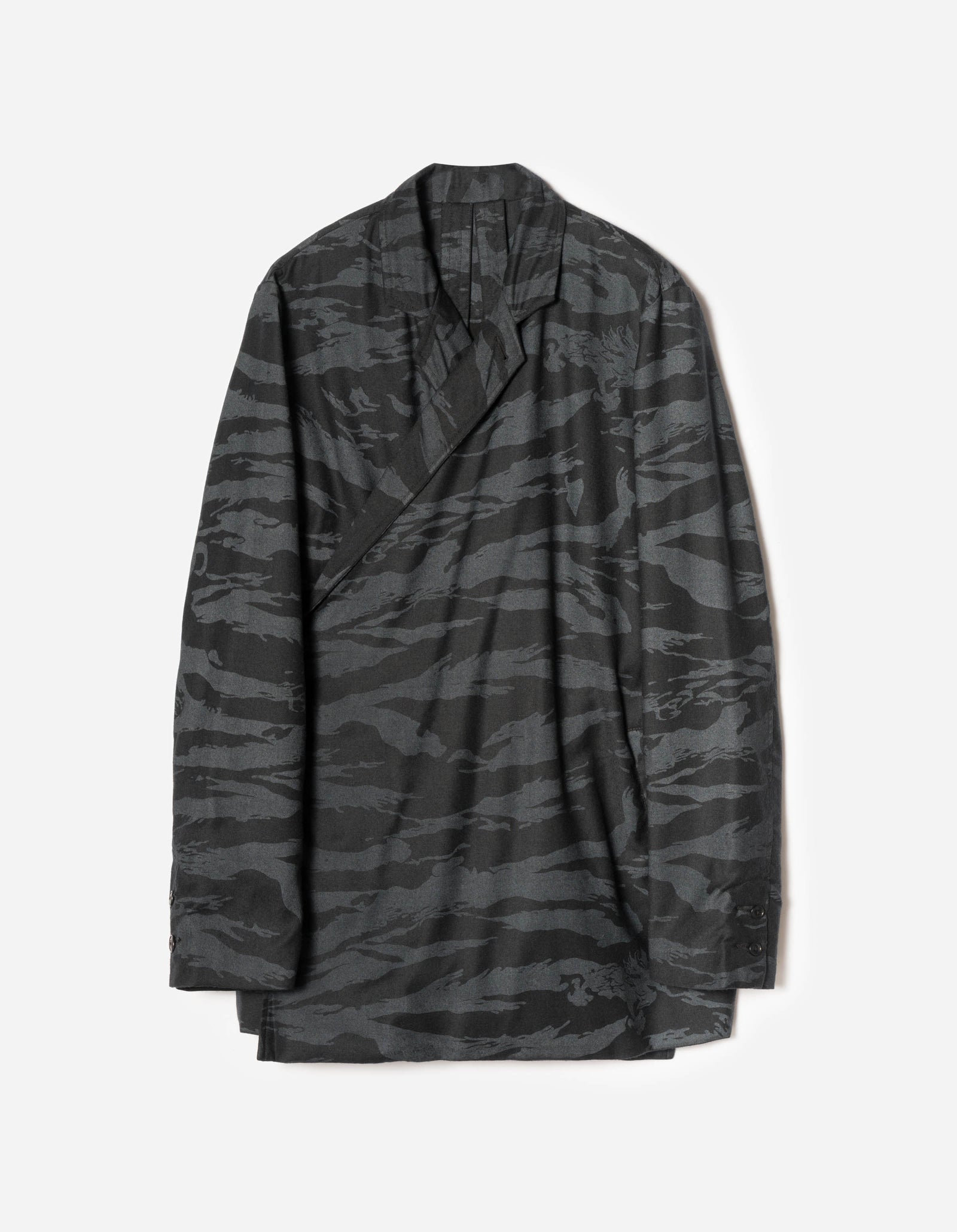 7151 Bonsai Tigerstripe Kimono Blazer Black