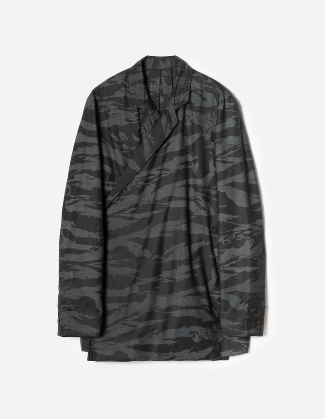 7151 Bonsai Tigerstripe Kimono Blazer Black