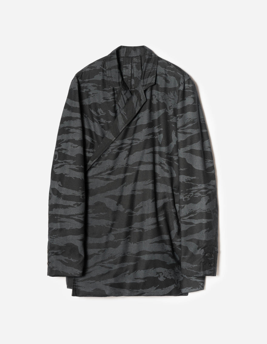 7151 Bonsai Tigerstripe Kimono Blazer Black