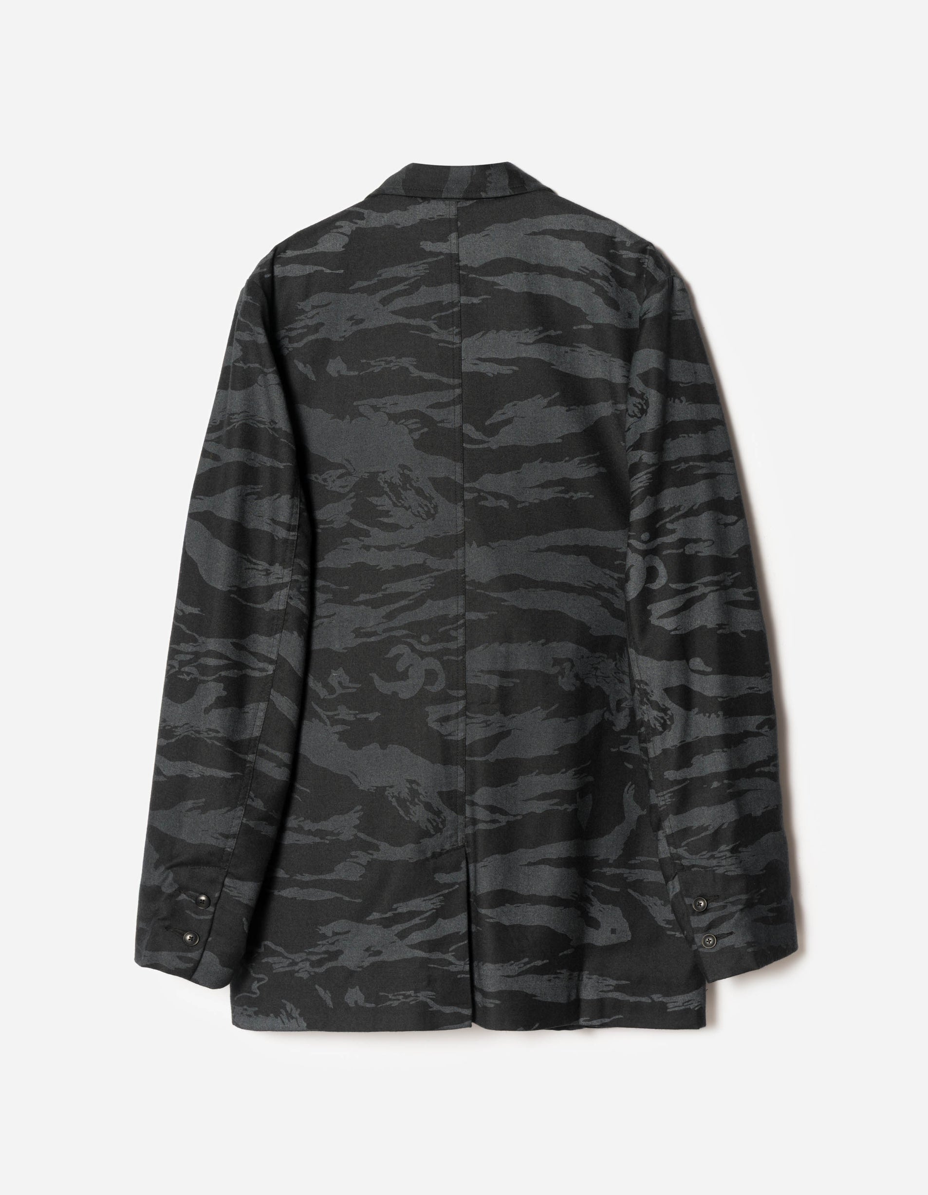 Black camouflage jacket on a white background