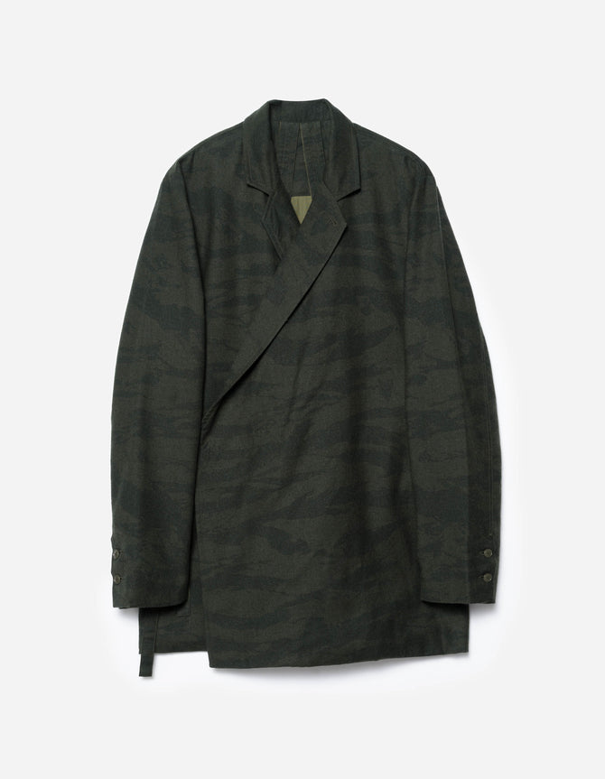 7151 Bonsai Tigerstripe Kimono Blazer Dark Olive