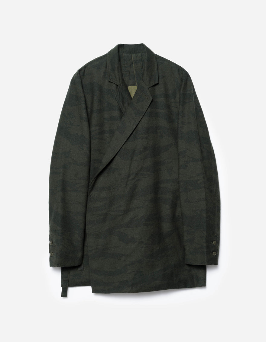 7151 Bonsai Tigerstripe Kimono Blazer Dark Olive