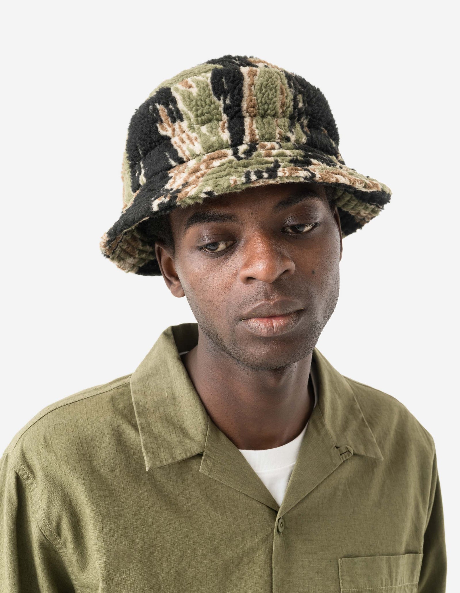 7152 Bonsai Tigerstripe Fleece Bucket Hat Mint Gold