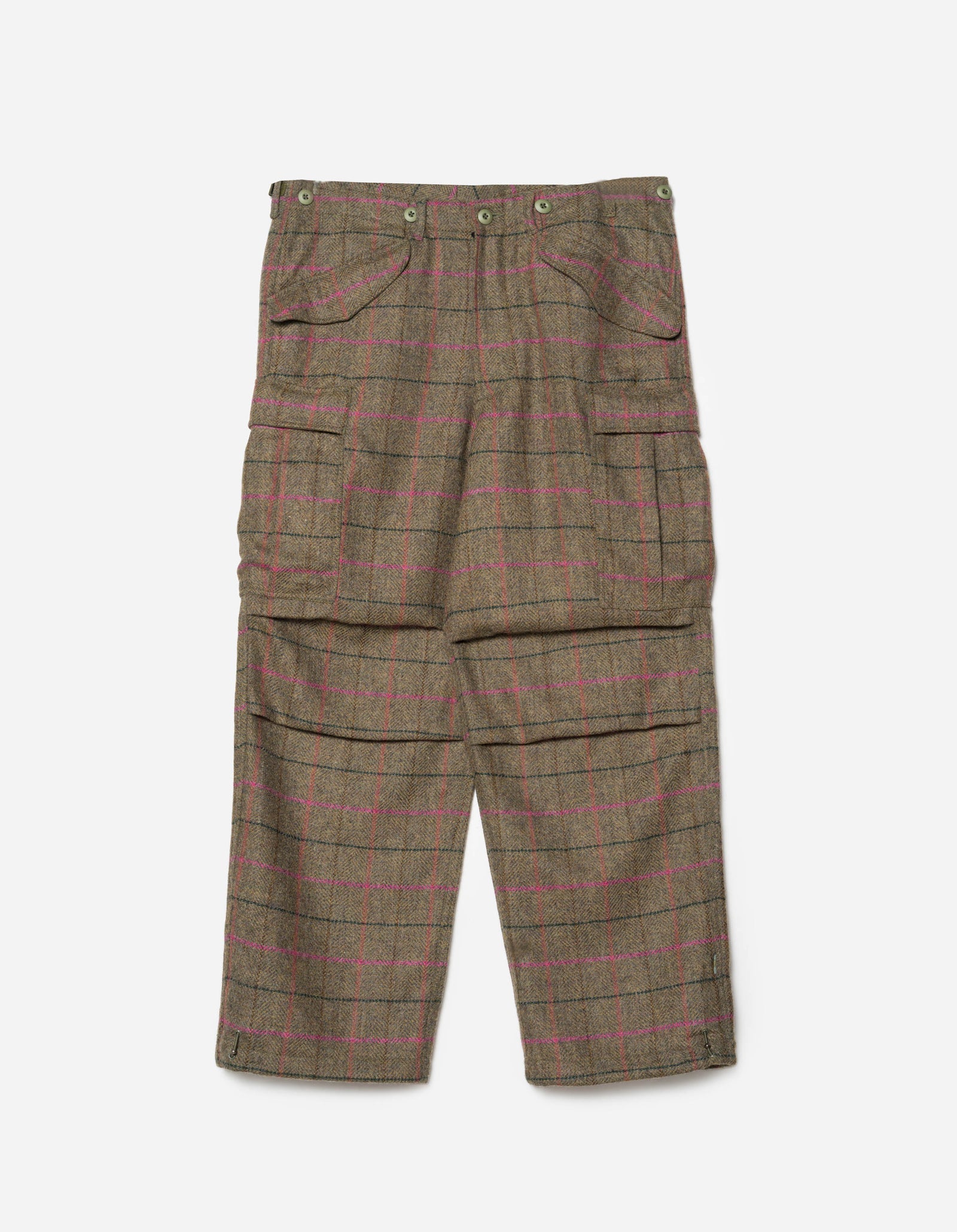 7158 Wool Check M65 Cargo Pant Olive/Pink