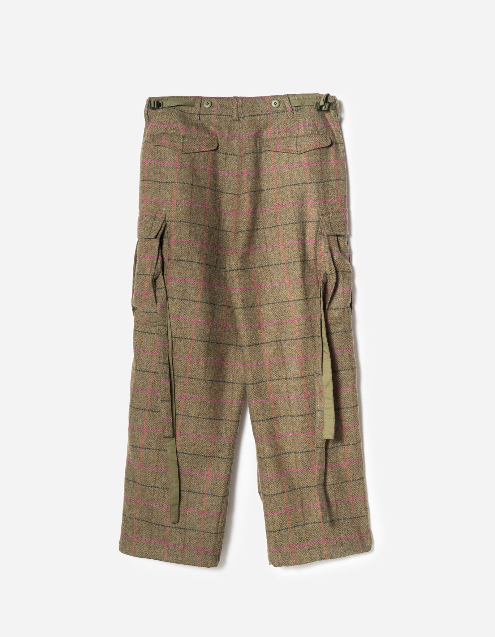 7158 Wool Check M65 Cargo Pant Olive/Pink
