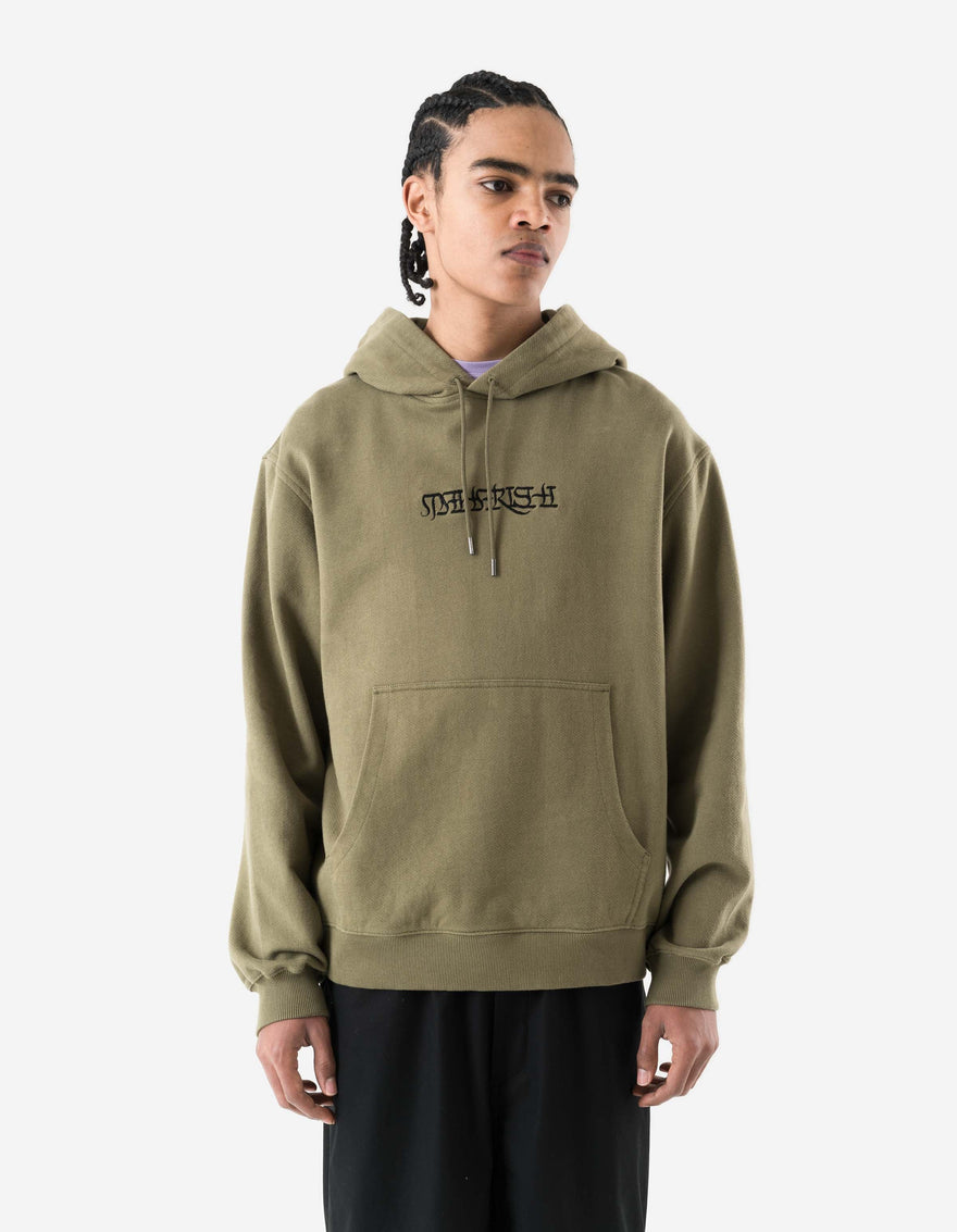 7552 Maha Script Hooded Sweat Olive OG-107F