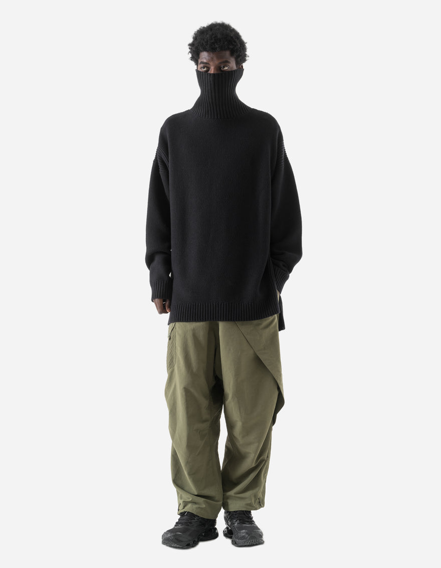 7578 Hemp Knitted Roll Neck Kurta Black