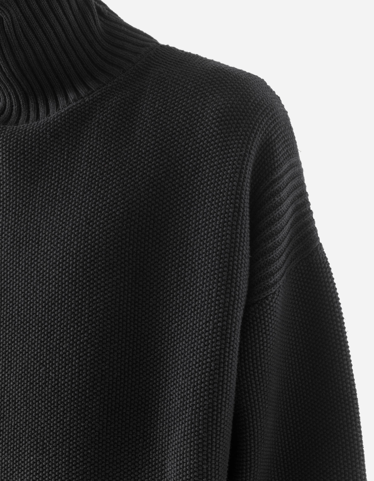 7578 Hemp Knitted Roll Neck Kurta Black