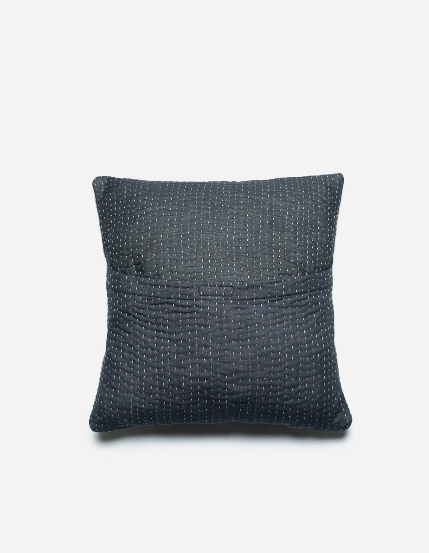 7612 Maha Rice Stitch Cushion Navy/Ecru
