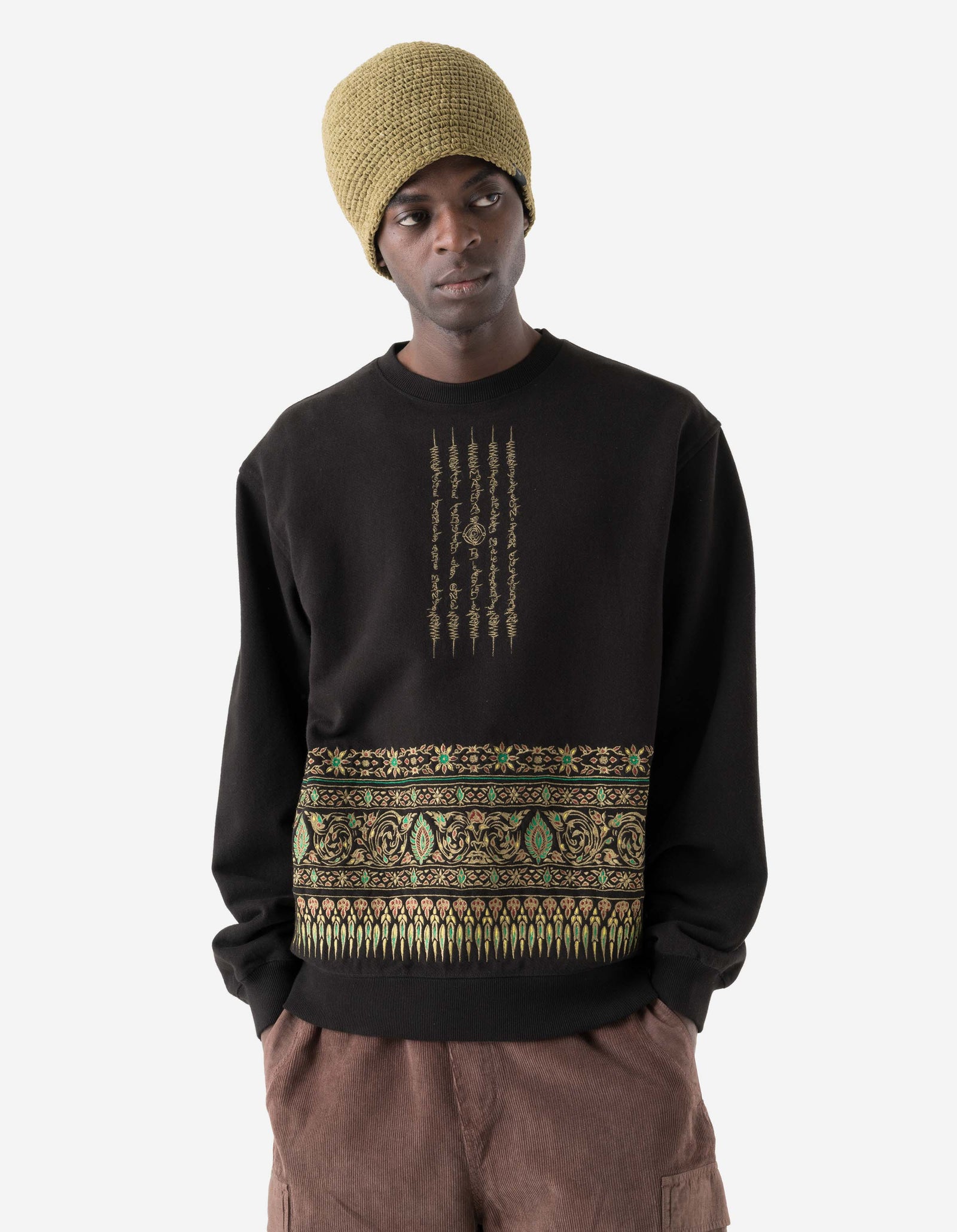 7687 Thai Hilltribe Crew Sweat Black