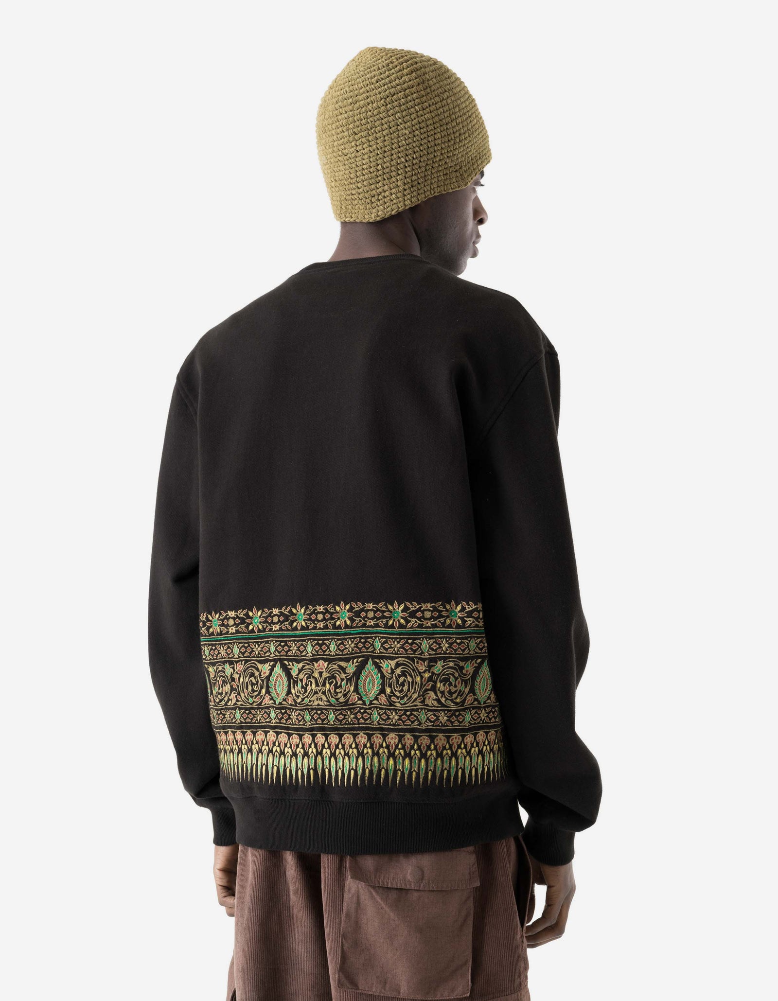 7687 Thai Hilltribe Crew Sweat Black