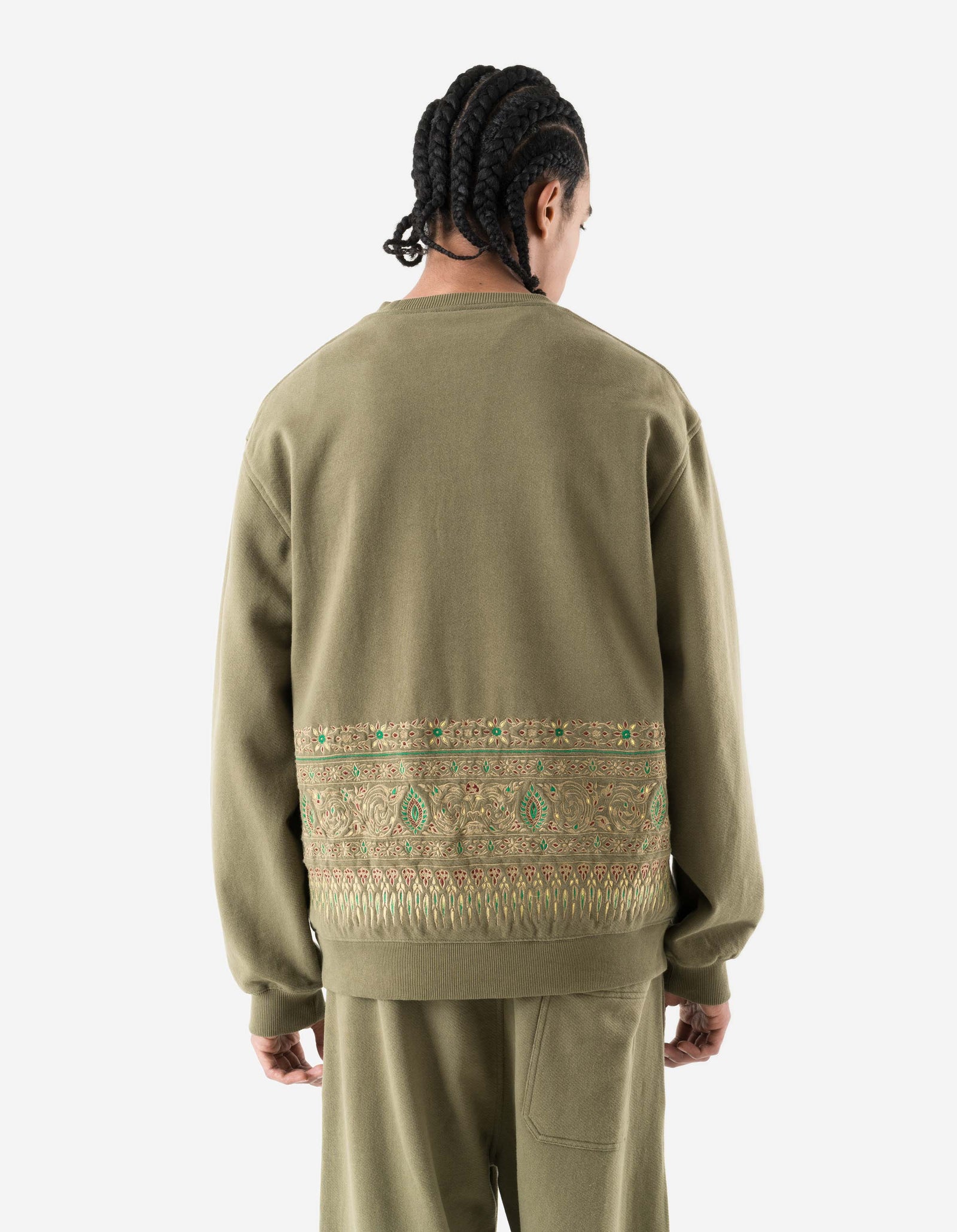 7687 Thai Hilltribe Crew Sweat Olive OG-107F
