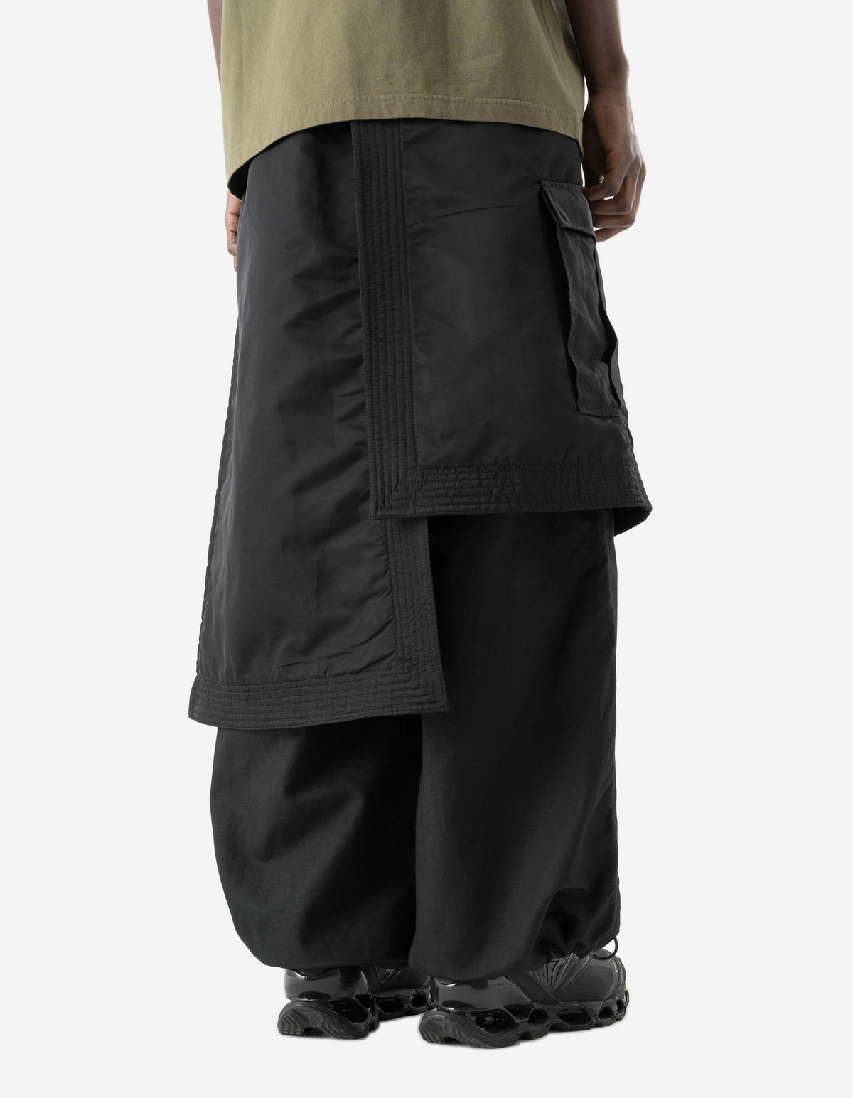 7705 Asym Cargo Padded Hakama Pants Black