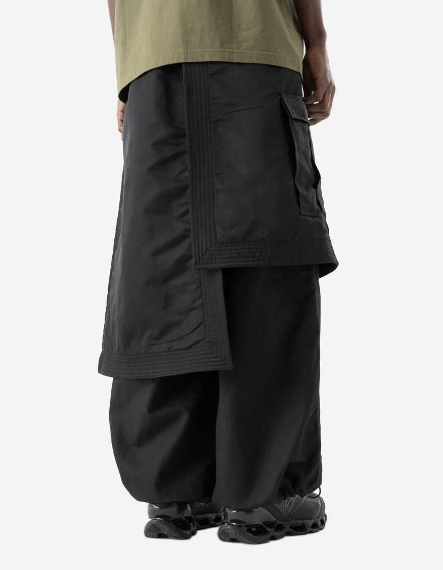 7705 Asym Cargo Padded Hakama Pants Black