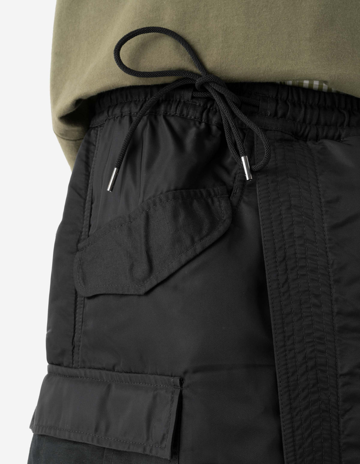 7705 Asym Cargo Padded Hakama Pants Black
