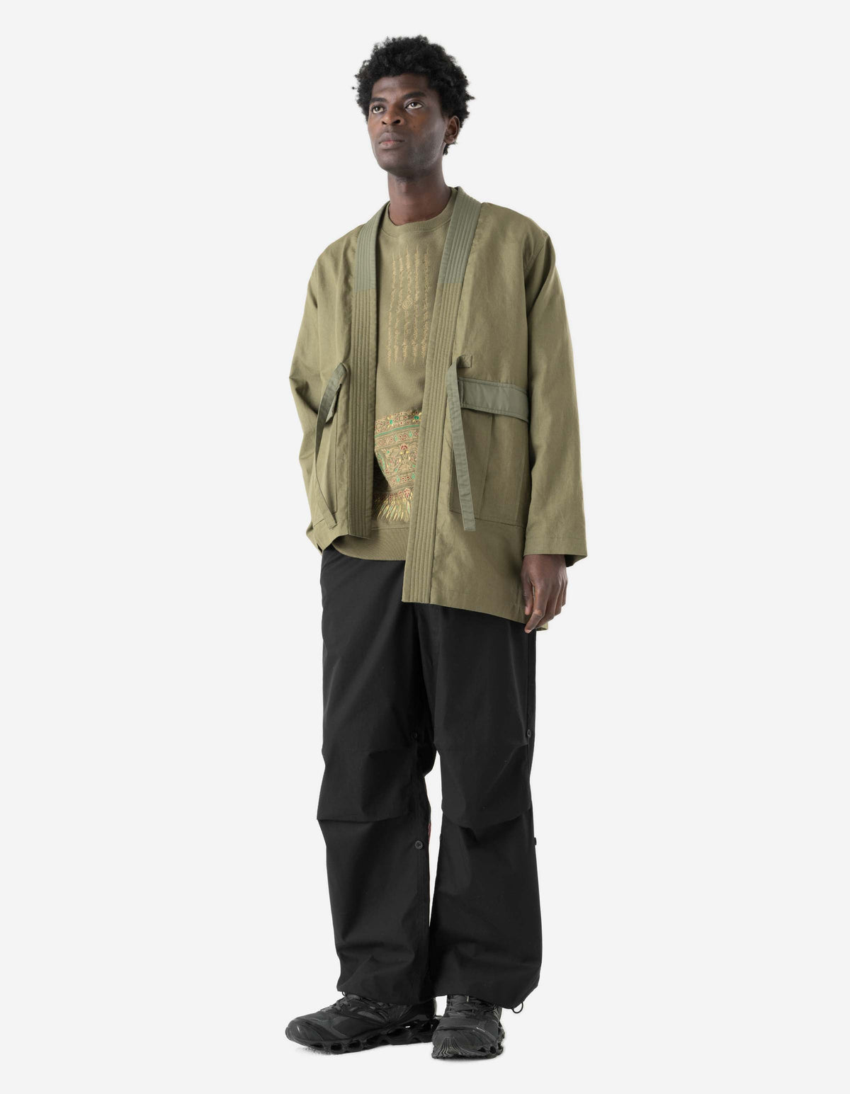 7706 Asym Hanten Kimono Olive OG-107F