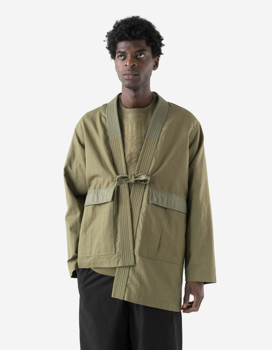 7706 Asym Hanten Kimono Olive OG-107F