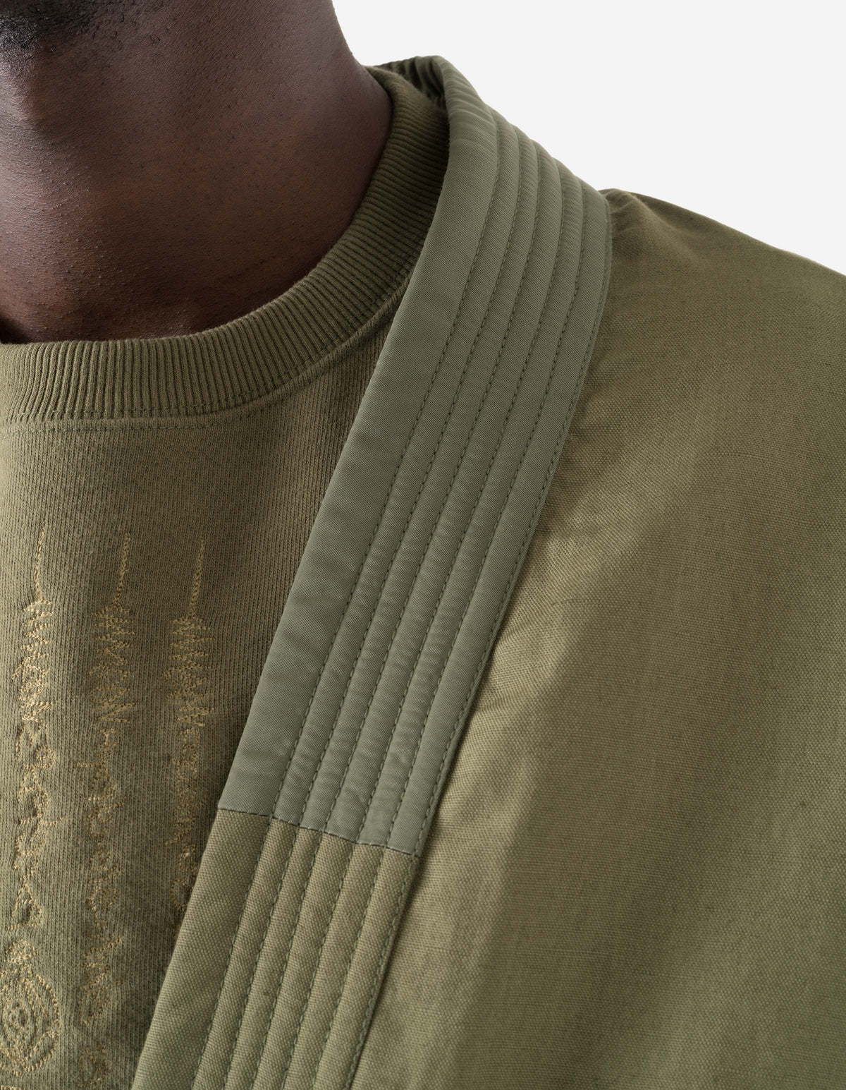 7706 Asym Hanten Kimono Olive OG-107F
