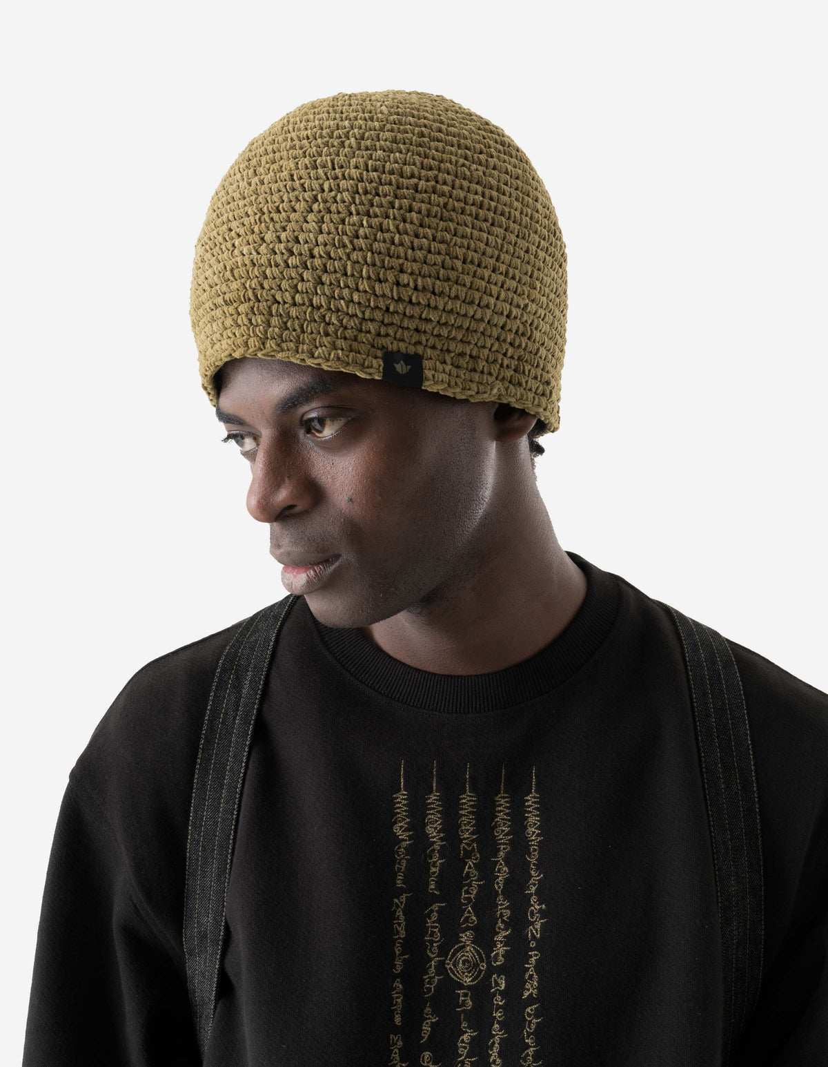 7292 Maharishi Crochet Beanie Natural Olive