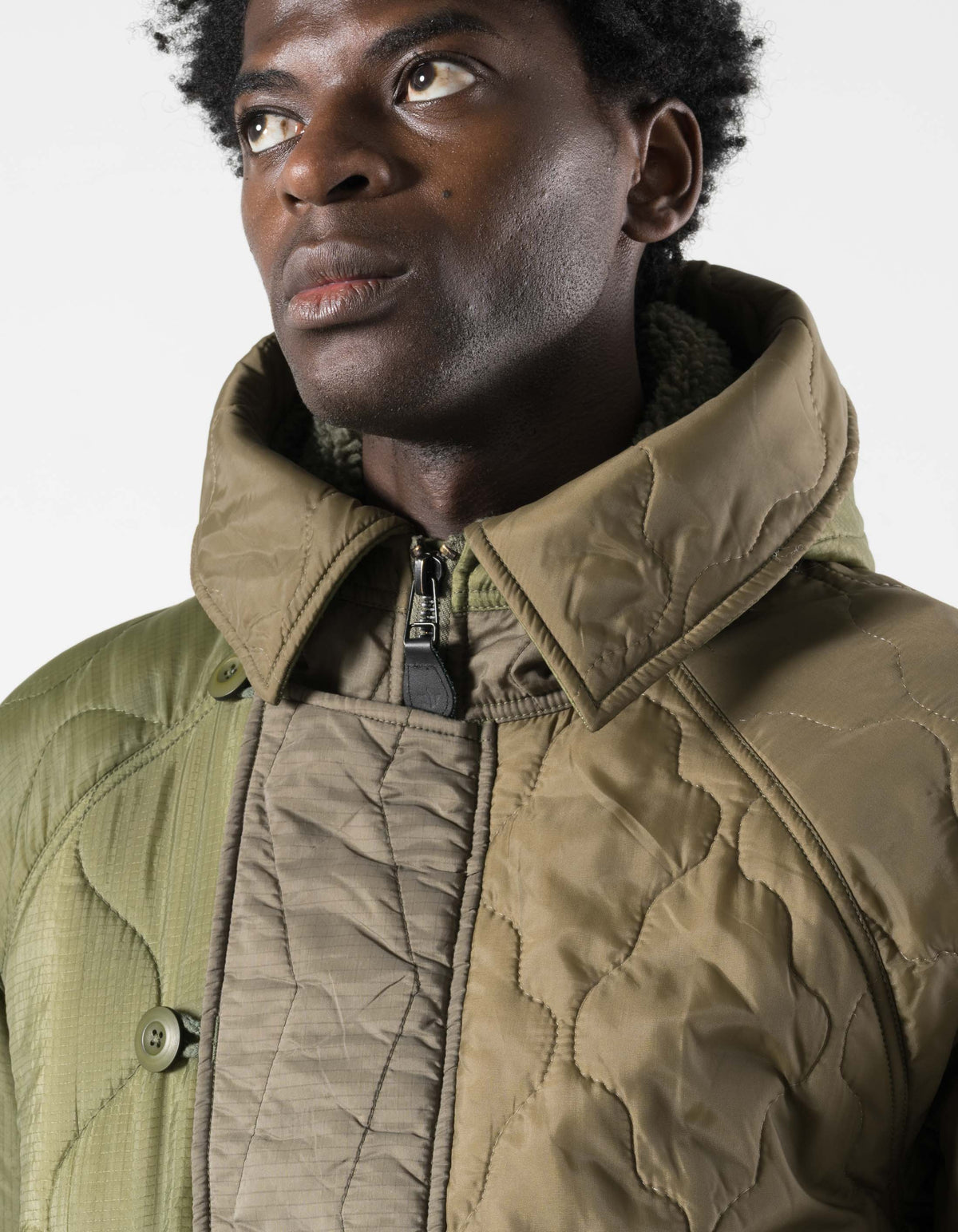 7715 Upcycled Asym N2B Parka Olive