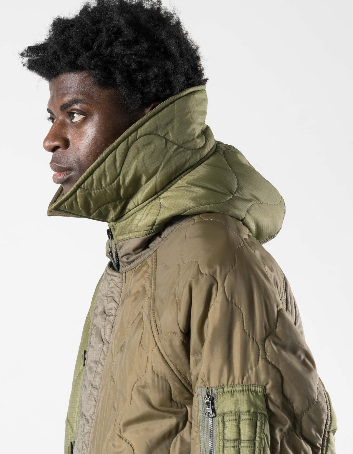 7715 Upcycled Asym N2B Parka Olive