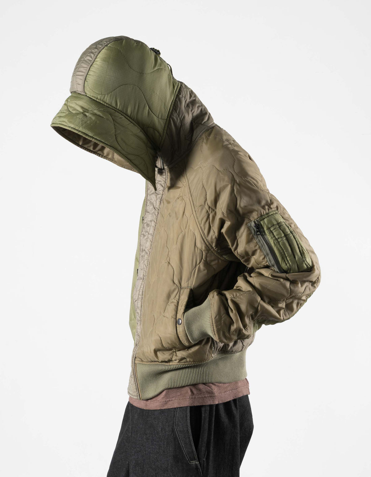 7715 Upcycled Asym N2B Parka Olive